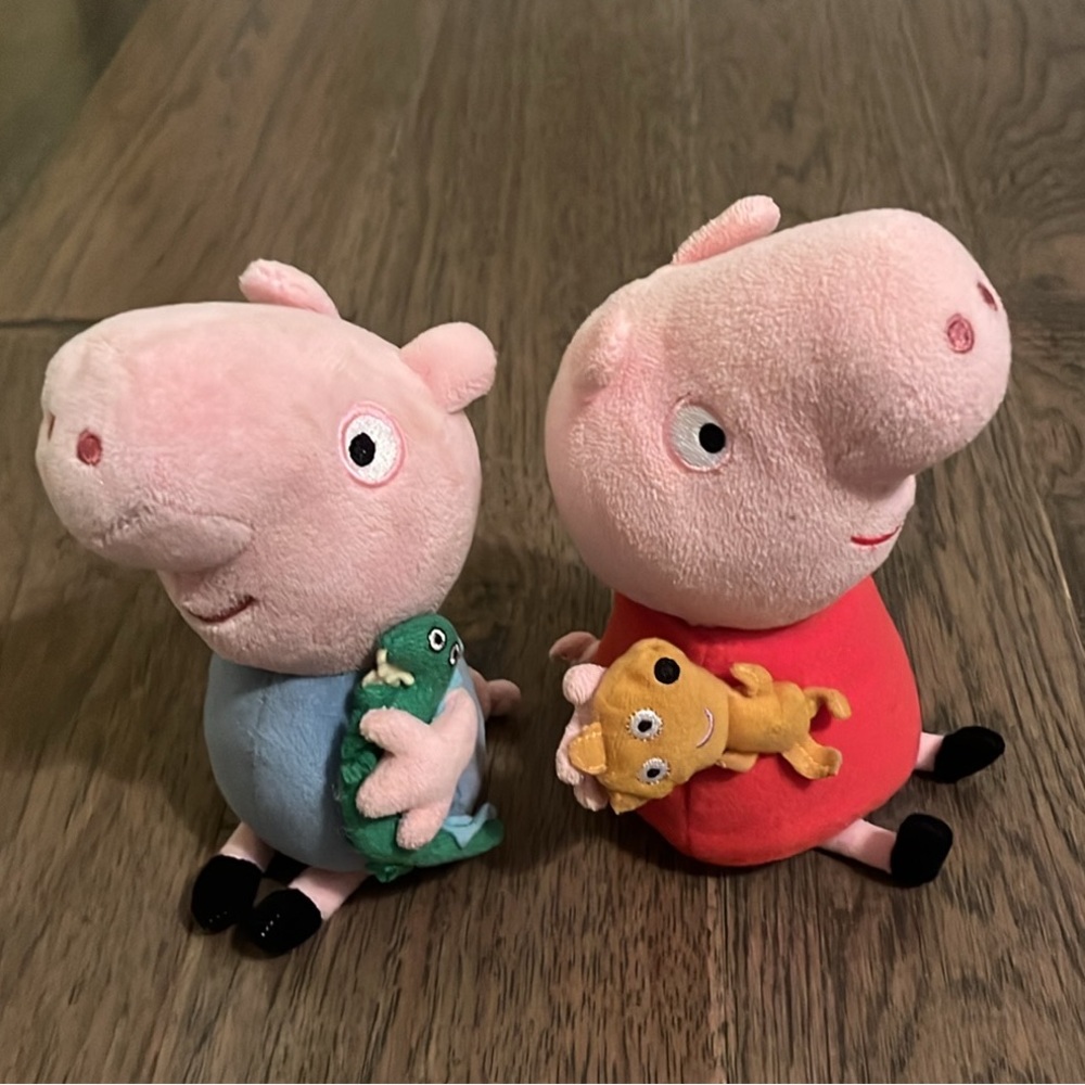 Stuffed George and Peppa Pig- 8” each
